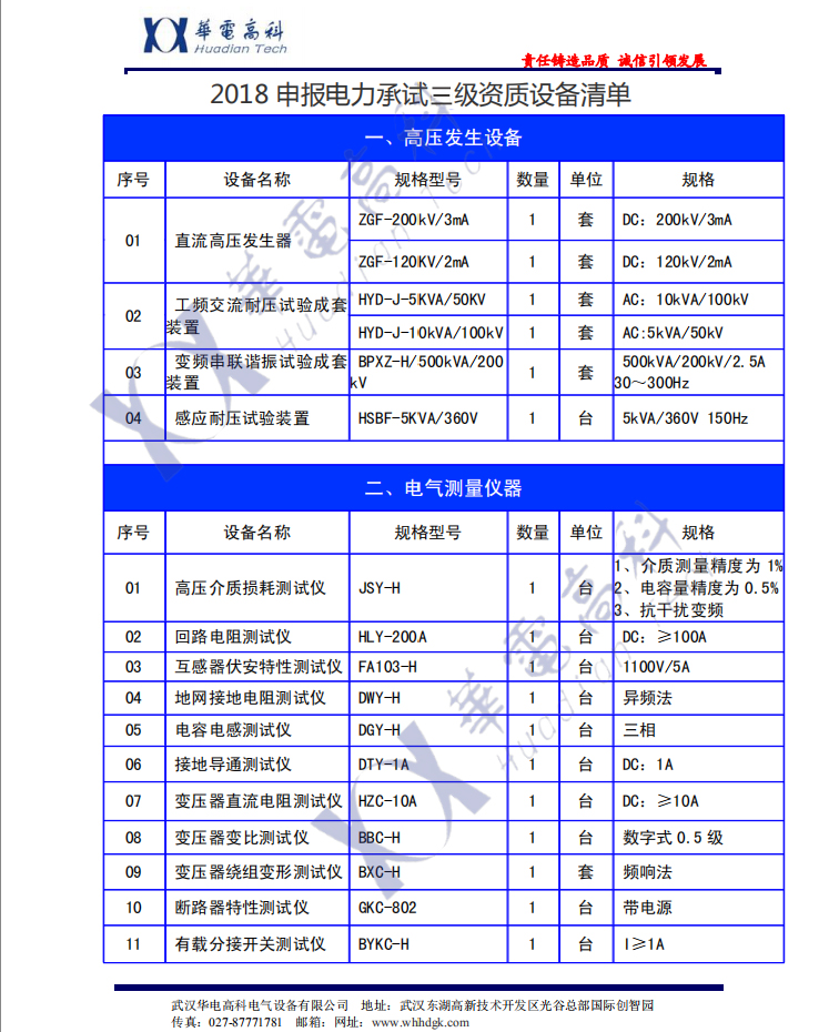 2018申報(bào)電力承試三級(jí)資質(zhì)設(shè)備清單